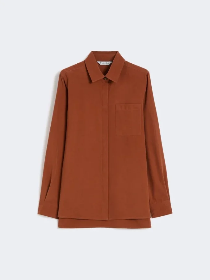 Camisa em lona de seda, terracota Camisa em lona de seda, terracota