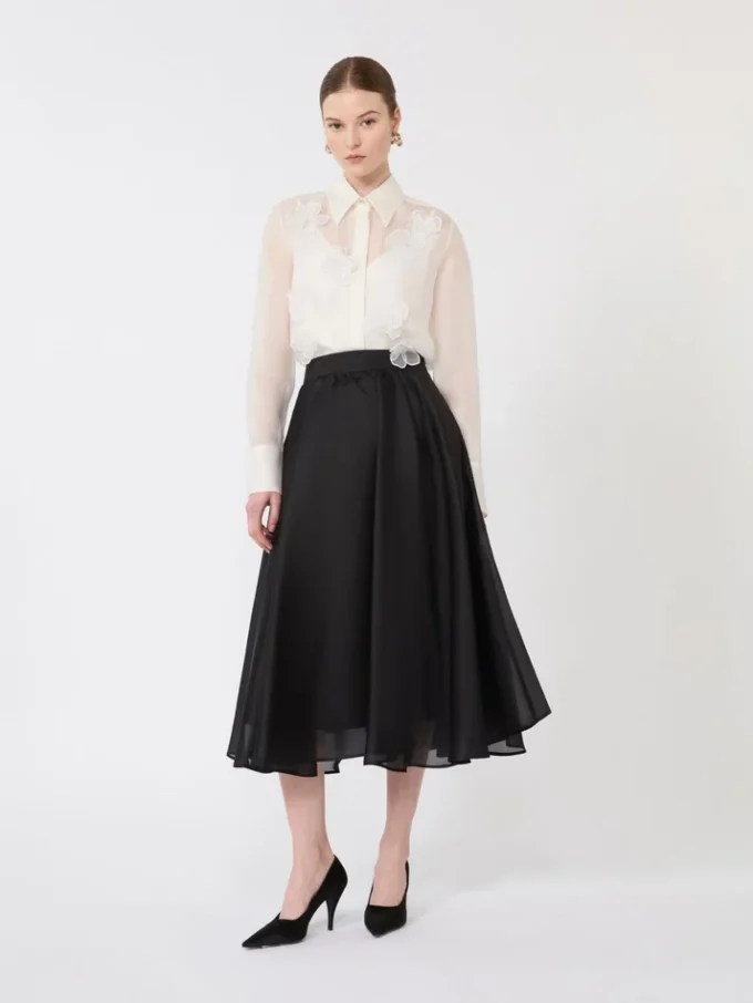 Camisa em organza de seda, branca Camisa em organza de seda, branca