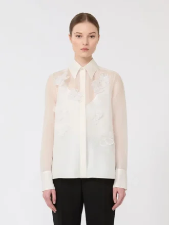 Camisa em organza de seda, branca