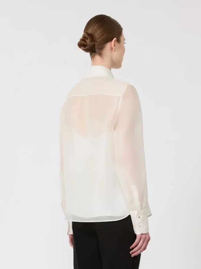 Camisa em organza de seda, branca Camisa em organza de seda, branca