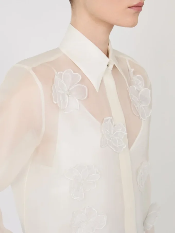 Camisa em organza de seda, branca Camisa em organza de seda, branca