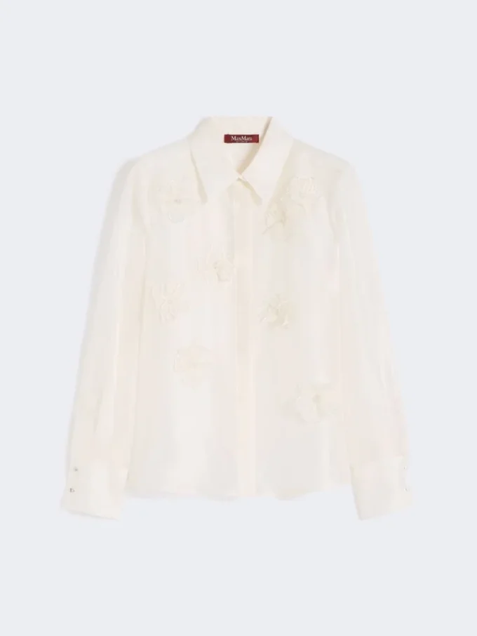 Camisa em organza de seda, branca Camisa em organza de seda, branca