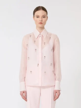 Camisa em organza de seda, rosa