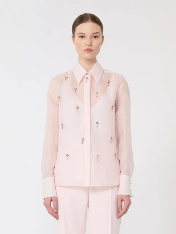 Camisa em organza de seda, rosa Camisa em organza de seda, rosa