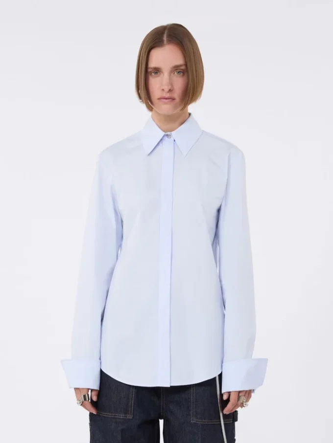 Camisa em popeline de algodão, azul-celeste Camisa em popeline de algodão, azul-celeste