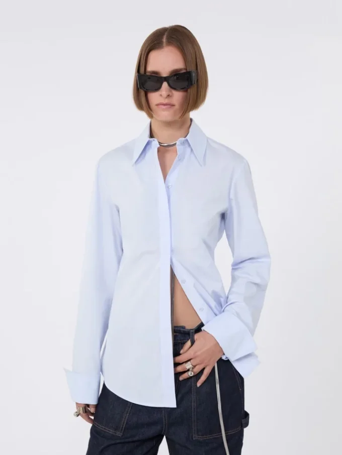 Camisa em popeline de algodão, azul-celeste Camisa em popeline de algodão, azul-celeste