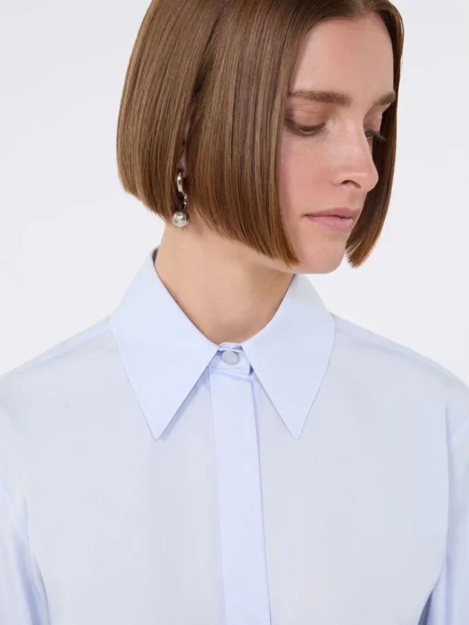 Camisa em popeline de algodão, azul-celeste Camisa em popeline de algodão, azul-celeste