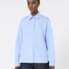 Camisa em popeline de algodão, azul claro Camisa em popeline de algodão, azul claro