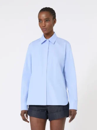 Camisa em popeline de algodão, azul claro