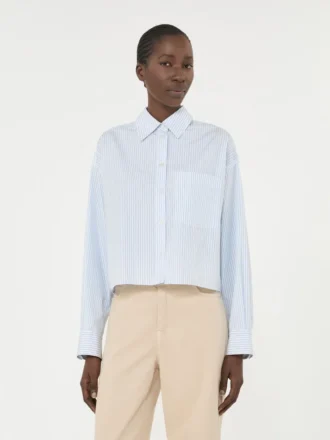 Camisa em popeline de algodão, azul claro