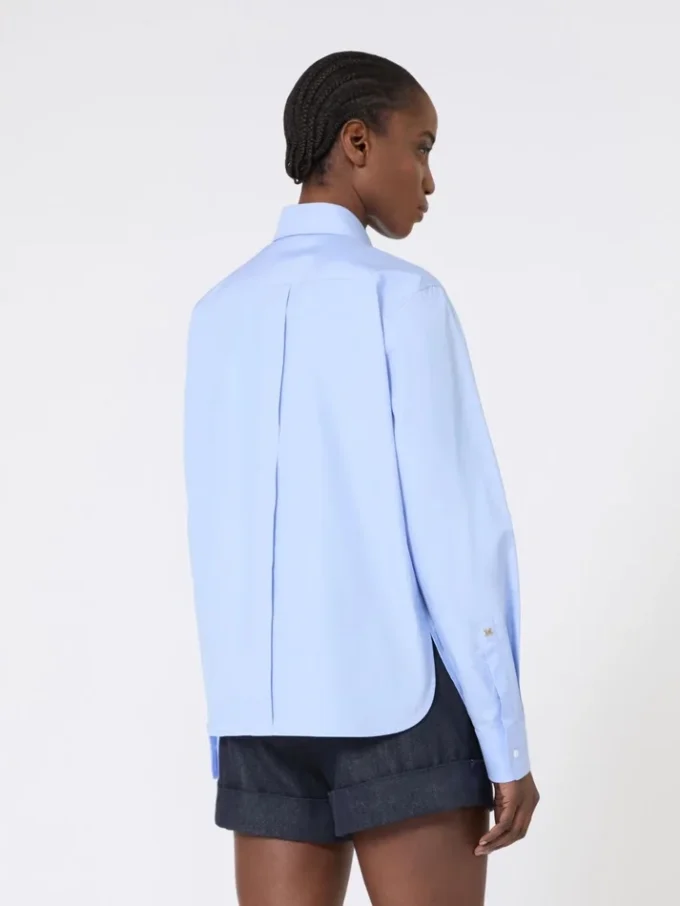 Camisa em popeline de algodão, azul claro Camisa em popeline de algodão, azul claro