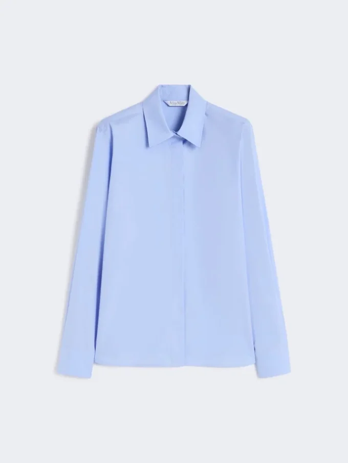 Camisa em popeline de algodão, azul claro Camisa em popeline de algodão, azul claro