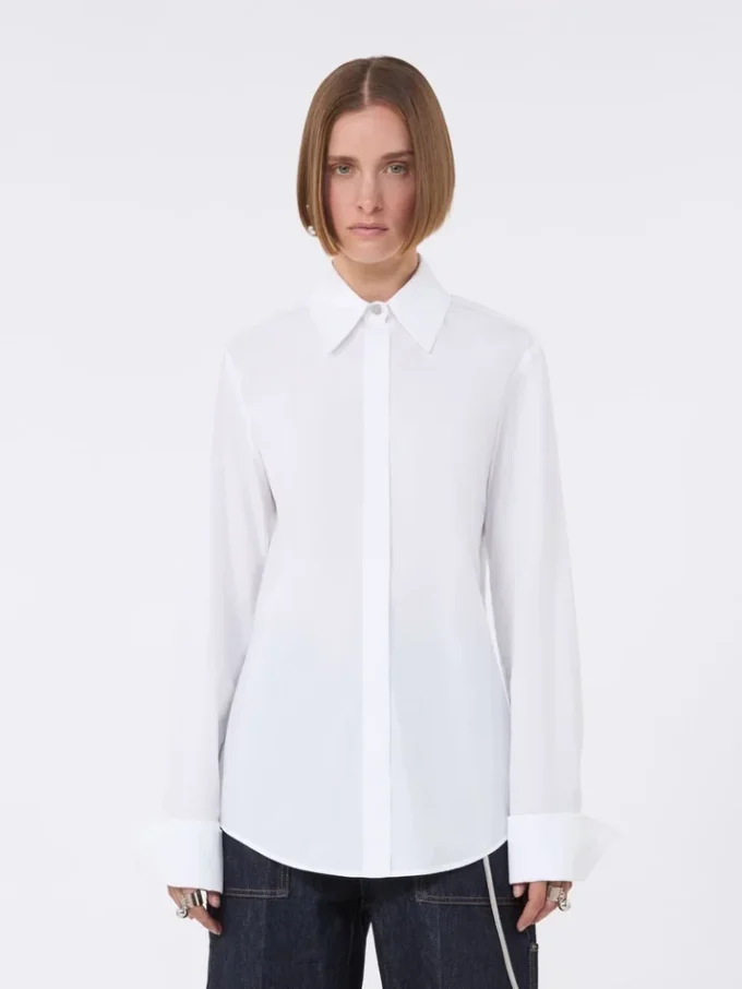 Camisa em popeline de algodão, branco óptico