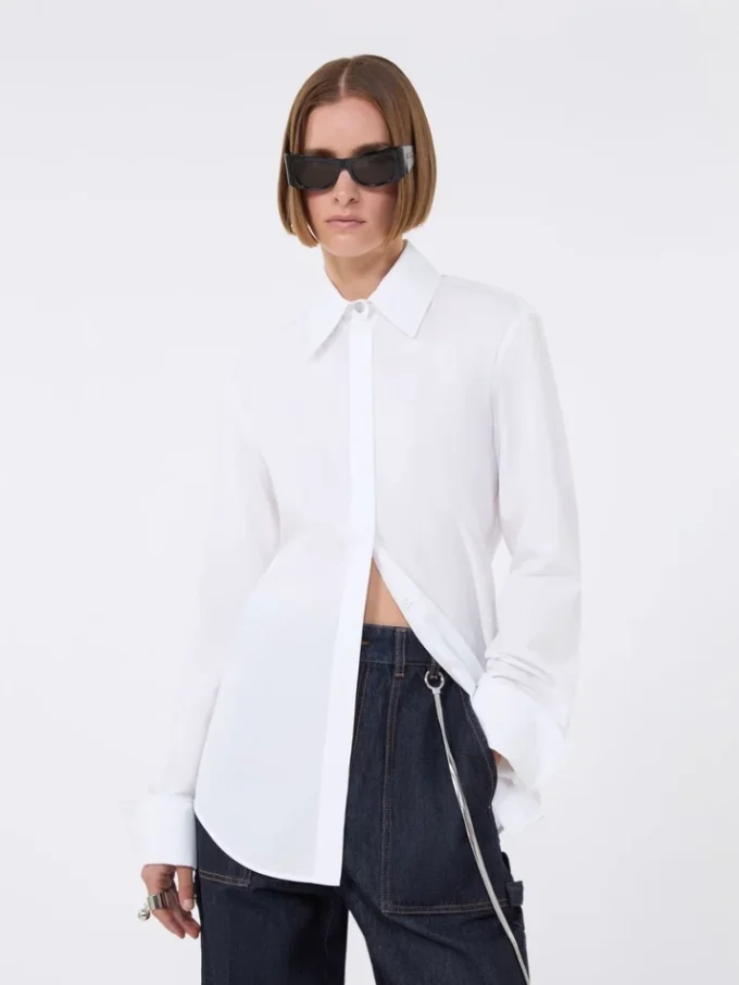 Camisa em popeline de algodão, branco óptico