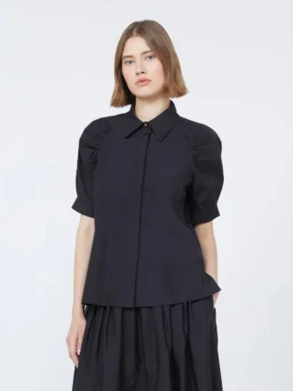 Camisa em popeline de algodão, preta