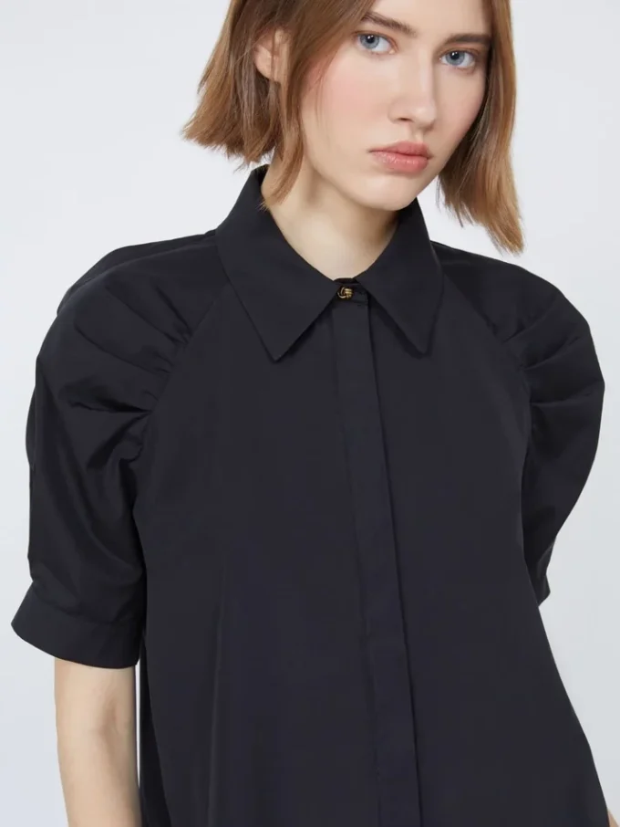 Camisa em popeline de algodão, preta Camisa em popeline de algodão, preta