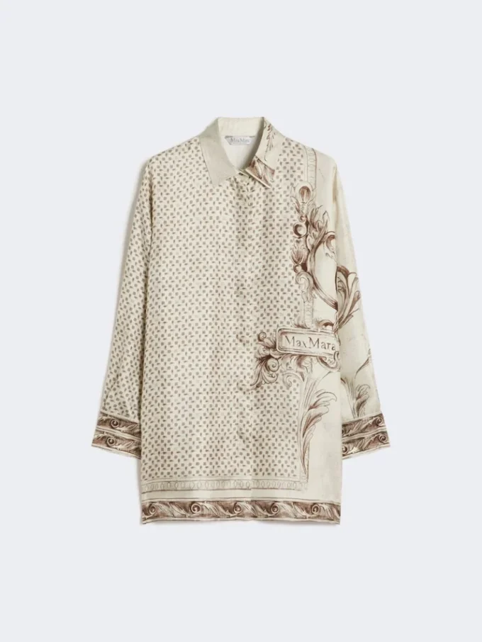 Camisa em sarja de seda estampada, marfim Camisa em sarja de seda estampada, marfim