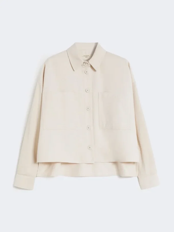 Camisa em tecido de algodão, cor areia Camisa em tecido de algodão, cor areia