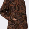 Camisa estampada de algodão e linho, castanha Camisa estampada de algodão e linho, castanha