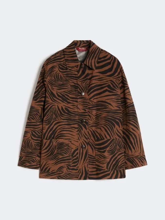 Camisa estampada de algodão e linho, castanha Camisa estampada de algodão e linho, castanha