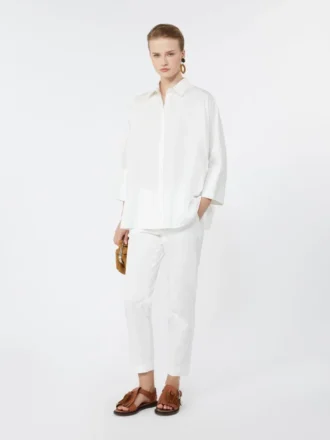 Camisa oversize em popeline de algodão, branca