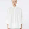 Camisa oversize em popeline de algodão, branca