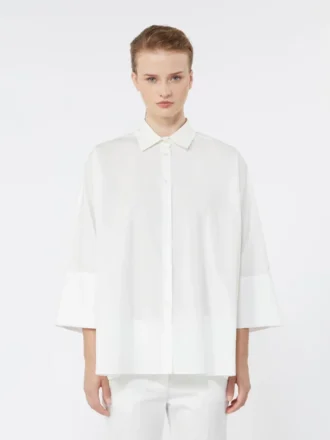 Camisa oversize em popeline de algodão, branca