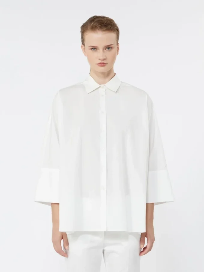 Camisa oversize em popeline de algodão, branca