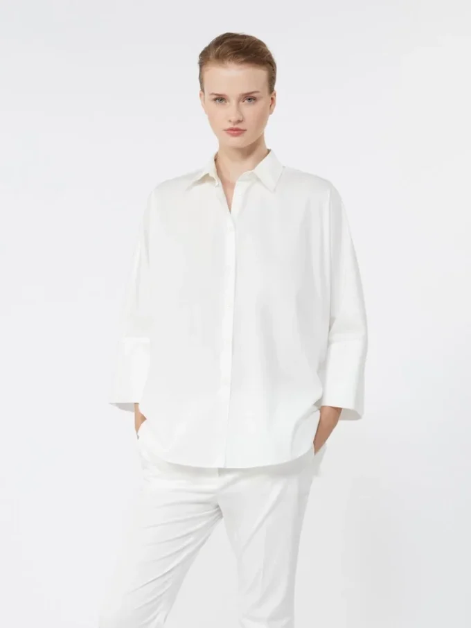 Camisa oversize em popeline de algodão, branca