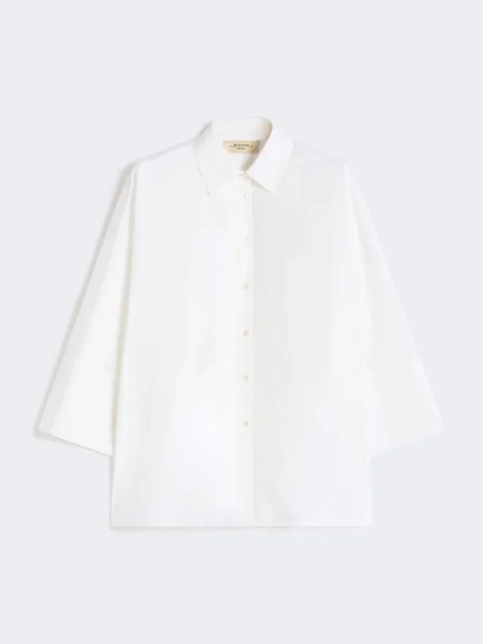 Camisa oversize em popeline de algodão, branca