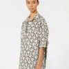 Camisa oversized em popeline estampada, bege Camisa oversized em popeline estampada, bege