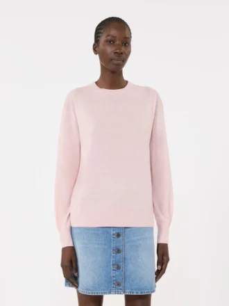 Camisola básica de lã e caxemira, rosa
