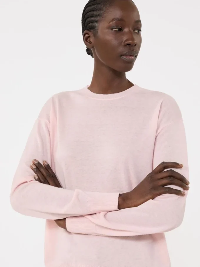 Camisola básica de lã e caxemira, rosa Camisola básica de lã e caxemira, rosa