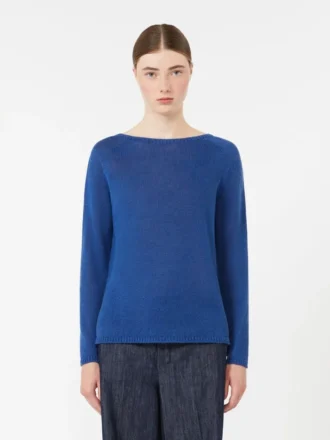 Camisola básica em fio de linho, azul-centáurea