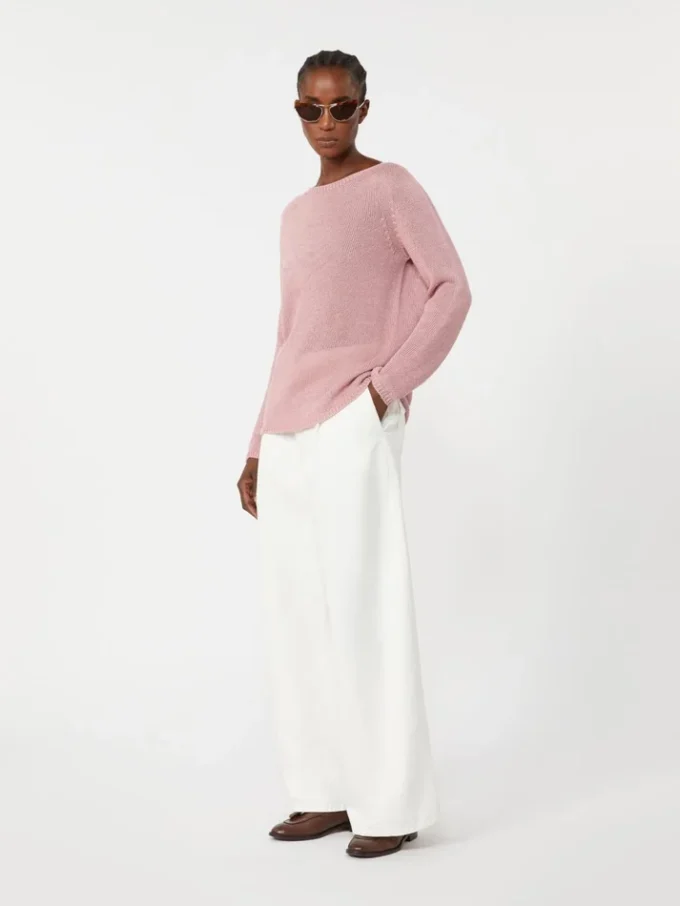 Camisola básica em fio de linho, rosa antigo