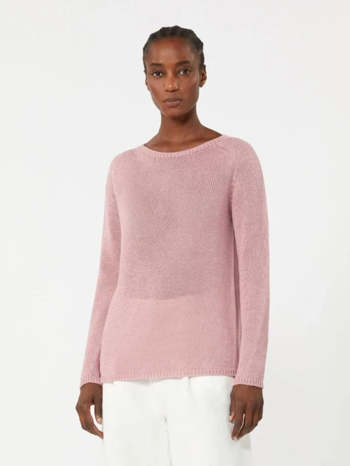 Camisola básica em fio de linho, rosa antigo