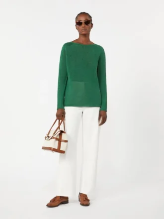 Camisola básica em fio de linho, verde