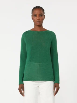 Camisola básica em fio de linho, verde