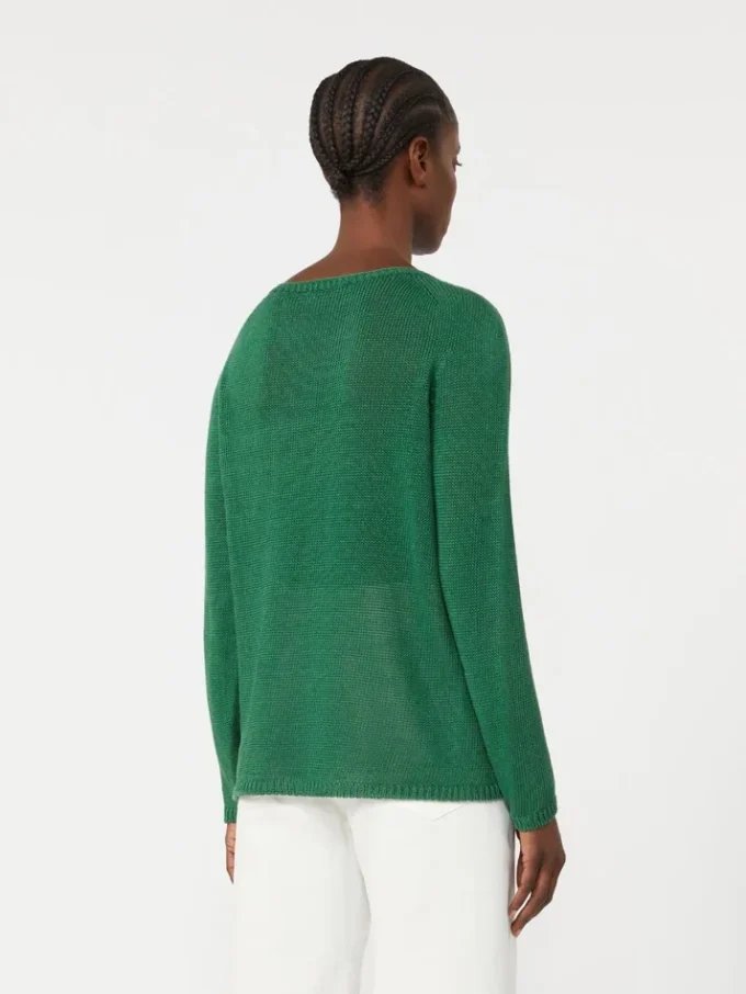 Camisola básica em fio de linho, verde Camisola básica em fio de linho, verde