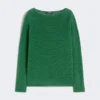 Camisola básica em fio de linho, verde Camisola básica em fio de linho, verde