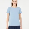 Camisola básica em jersey de algodão, azul claro