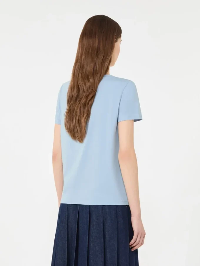 Camisola básica em jersey de algodão, azul claro
