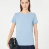 Camisola básica em jersey de algodão, azul claro