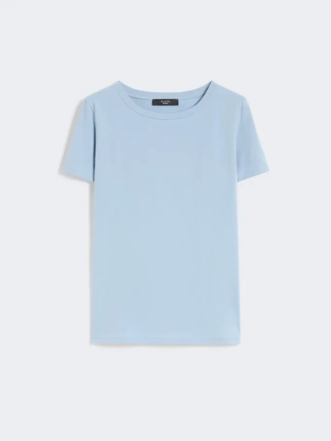 Camisola básica em jersey de algodão, azul claro