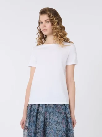 Camisola básica em jersey de algodão, branca