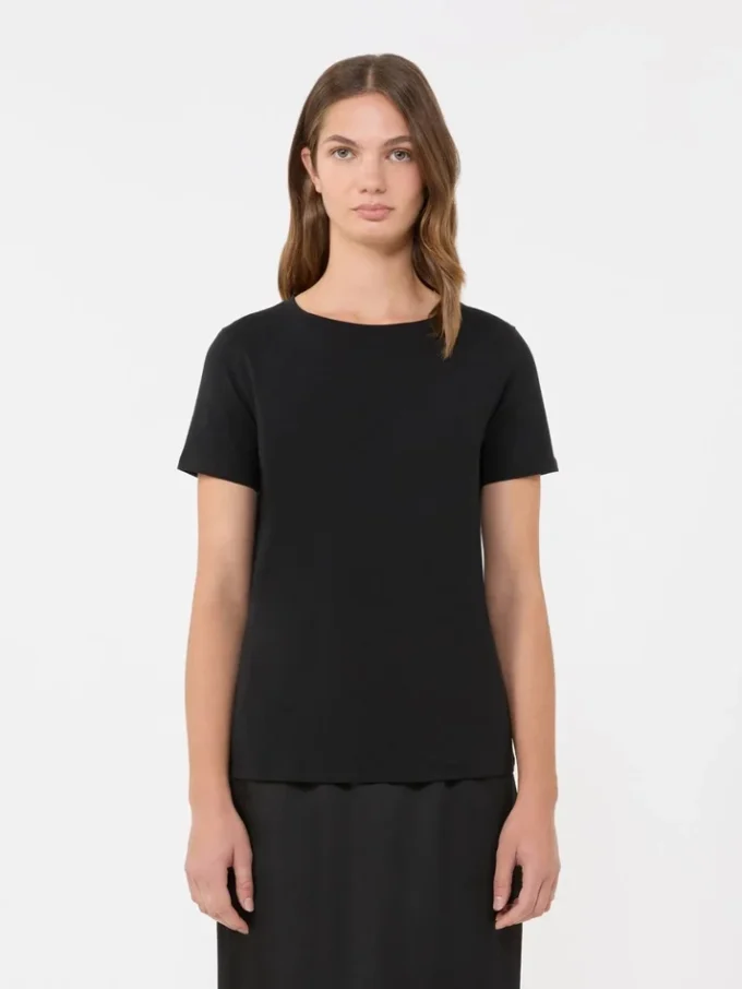 Camisola básica em jersey de algodão, preta Camisola básica em jersey de algodão, preta