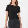 Camisola básica em jersey de algodão, preta Camisola básica em jersey de algodão, preta