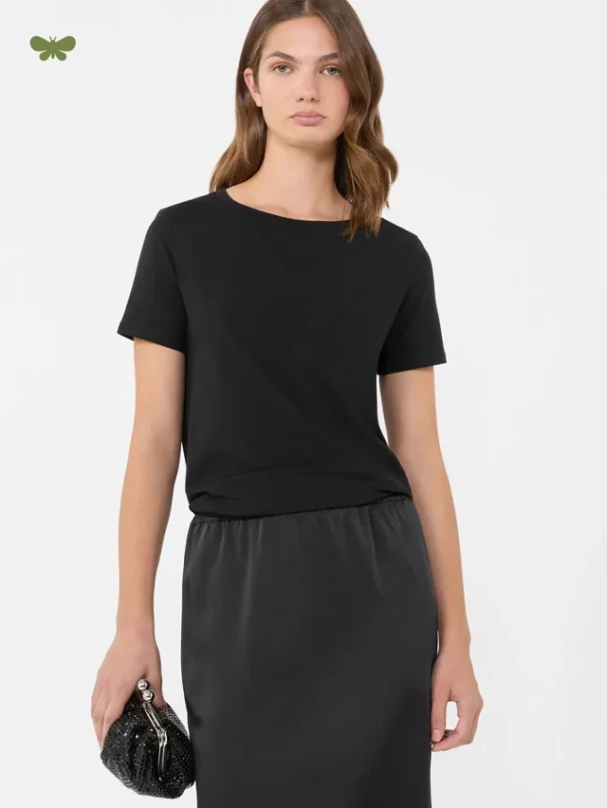 Camisola básica em jersey de algodão, preta Camisola básica em jersey de algodão, preta