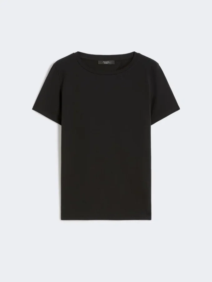 Camisola básica em jersey de algodão, preta Camisola básica em jersey de algodão, preta