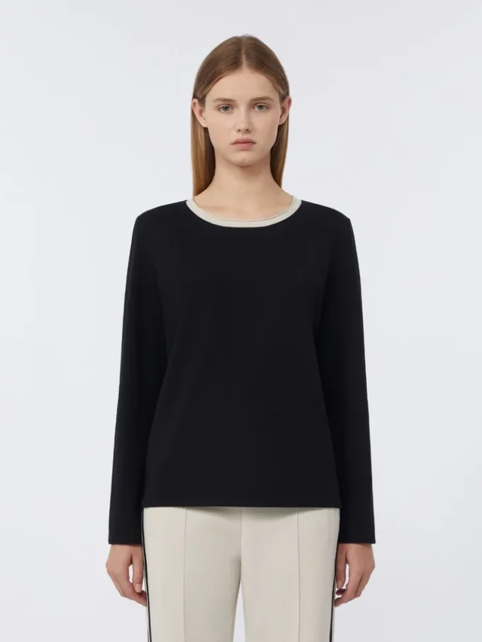 Camisola básica em malha, preta Camisola básica em malha, preta